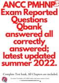 ANCC PMHNP Exam Reported Questions Qbank answered all correctly answered; latest updated summer 2022.