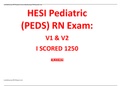 HESI Pediatric (PEDS) RN Exam: V1 & V2 I SCORED 1250 rnhesi 