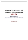 NCLEX PN EXAM TEST BANK 2022/2023 | 725 Verified Q&A