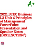 2021 BTEC Business L3 Unit 6 Principles of Management PowerPoint Presentation and Speaker Notes (DISTINCTION*)