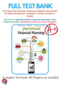 Test Bank For Personal Financial Planning 14th Edition by Randy Billingsley, Lawrence J. Gitman, Michael D. Joehnk 9781305636613 Chapter 1-15 Complete Guide.