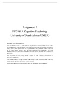 PYC4813 Cognitive Psychology : Consultation report