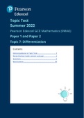 A Level Mathematics; Pure Paper 1 and 2 Topic Test: Differentiation