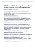  PA Motor Vehicle Damage Appraiser's License-Exam Questions and Answers