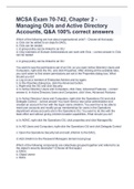 MCSA Exam 70-742, Chapter 2 - Managing OUs and Active Directory Accounts, Q&A 100% correct answers