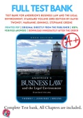 Test Bank For Anderson's Business Law and the Legal Environment, Standard Volume 23rd Edition by David Twomey 9781337235556 Chapter 1-40 Complete Guide.