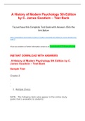A History of Modern Psychology 5th Edition by C. James Goodwin - Test Bank