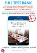Test Bank For Legal Research and Writing for Paralegals 9th Edition By Deborah E. Bouchoux 9781543801637 Chapter 1-19 Complete Guide .