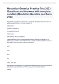 Mendelian Genetics Practice Test 2023 Questions and Answers with complete solution;(Mendelian Genetics quiz bank 2023)