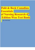 Polit & Beck Canadian Essentials of Nursing Research 4th Edition Woo Test Bank ISBN-13:9781975109691