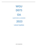 WGU D075 OA QUESTIONS & ANSWERS 2023 Latest Update