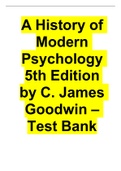 A History of Modern Psychology 5th Edition by C. James Goodwin – Test Bank Answered