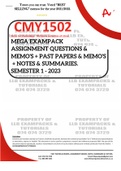 CMY1502 EXAMPACK - SEMESTER 1 - 2023 - UNISA (LATEST) - ALL-IN-ONE - INCLUDES :- ASSIGNMENT MEMOS, NOTES, SUMMARIES, PAST QUESTIONS AND ANSWERS. 