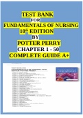 Test Bank For Fundamentals of Nursing 10th Edition By Potter Perry Chapter 1-50 Complete Guide A+