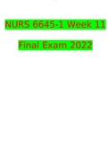 NURS 6645-1 Week 11 Final Exam Questions Verified With 100% Correct Answers