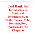 Introduction to Statistical Investigations, 2e Tintle, Chance, Cobb, Rossman, Roy, Swanson, Jill (Solution Manual with Test Bank)