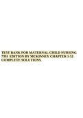 TEST BANK FOR MATERNAL CHILD NURSING 7TH EDITION BY MCKINNEY CHAPTER 1-52 COMPLETE SOLUTIONS.