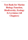 Test Bank for Marine Biology  Function, Biodiversity, Ecology,5e by Jeffrey Levinton