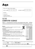 Aqa GCSE Computer Science 8525/1C Question Paper Paper 1 Computational thinking and programming skills – VB.Net  June2022 ORIGINAL.