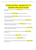 Of Mice and Men - Questions Ch. 1-4 questions with correct answer