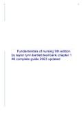 Fundamentals of Nursing 9th Edition by Taylor, Lynn, Bartlett Test Bank | Chapter 1-46 |Complete Guide A+ 2023 updated