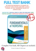 Test Bank For Fundamentals of Nursing 11th Edition By Patricia Potter, Anne Perry, Patricia Stockert, Amy Hall 9780323810340 Chapter 1-50 Complete Guide .