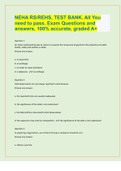 NEHA RS/REHS, TEST BANK. All You need to pass. Exam Questions and answers, 100% accurate, graded A+