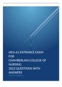 	HESI A2 ENTRANCE EXAM 	FOR 	CHAMBERLAIN COLLEGE OF NURSING 	2023 QUESTIONS WITH ANSWERS CRITICAL THINKING.