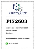FIN2603 Assignment 1 (QUIZ) Semester 1 2023