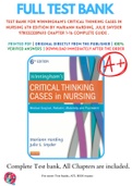 Test Bank For Winningham's Critical Thinking Cases in Nursing 6th Edition By Mariann Harding, Julie Snyder 9780323289610 Chapter 1-16 Complete Guide .