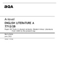 Aqa A-level ENGLISH LITERATURE A (7712/2B) Paper 2B - Texts in shared contexts: Modern times: Literature from 1945 to the present day-  June 2022 CORRECT Mark scheme. 