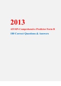 2013 ATI RN Comprehensive Predictor Form B /180 Correct Questions & Answers Updated March 2023