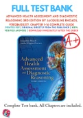 Test Bank For Advanced Health Assessment and Diagnostic Reasoning 3rd Edition By Jacqueline Rhoads 9781284105377 Chapter 1-16 Complete Guide .