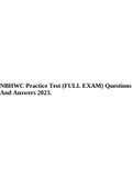 NBHWC Practice Test (FULL EXAM) Questions And Answers 2023.