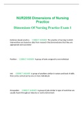 NUR2058 Dimensions of Nursing Practice Dimensions Of Nursing Practice Exam 1