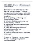 IIBA - CCBA - Chapter 4: Elicitation and Collaboration with 100% complete solutions