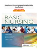 Complete Basic Nursing Thinking Doing and Caring 2nd Edition Treas Test Bank