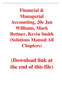 Financial & Managerial Accounting, 20e Jan Williams, Mark Bettner, Kevin Smith (Solutions Manual)