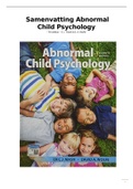 Samenvatting Abnormal Child Psychology, ISBN: 9781337624268  Klinische ontwikkelingspsychologie (202100061)