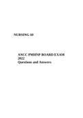 NURSING 101 ANCC PMHNP BOARD EXAM 2022 Questions and Answers
