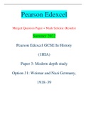 Pearson Edexcel Merged Question Paper + Mark Scheme (Results) Summer 2022 Pearson Edexcel GCSE In History (1HIA) Paper 3: Modern depth study Option 31: Weimar and Nazi Germany, 1918–39