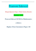 Pearson Edexcel Merged Question Paper + Mark Scheme (Results) Summer 2022 Pearson Edexcel GCSE In Mathematics (1MA1) Higher (Non-Calculator) Paper 1H