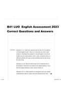 B41 LUO English Assessment 2023 Correct Questions and Answers.