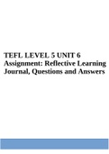 TEFL LEVEL 5 UNIT 6 Assignment: Reflective Learning Journal, Questions and Answers