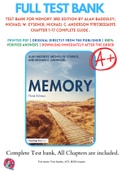 Test Bank For Memory 3rd Edition By Alan Baddeley; Michael W. Eysenck; Michael C. Anderson 9781138326095 Chapter 1-17 Complete Guide .