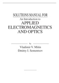An Introduction to Applied Electromagnetics and Optics, 1e Vladimir  Mitin (Solution Manual)