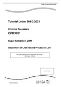 Tutorial Letter 201/3/2021 Criminal Procedure CPR3701 Super Semesters 2021 Department of Criminal and Procedural Law