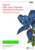 Pearson BTEC Level 3 National Extended Certificate in Applied Science