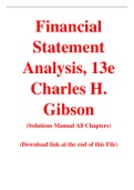 Financial Statement Analysis, 13e Charles H. Gibson (Solution Manual)