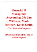 Financial & Managerial Accounting, 20e Jan Williams, Mark Bettner,  Kevin Smith (Test Bank)